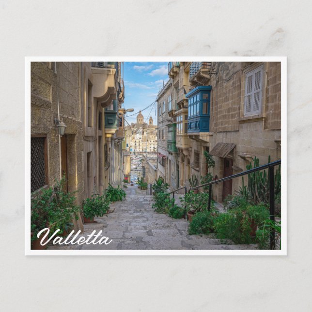 Carte Postale Rue de pierre étroite à Malte (Devant)