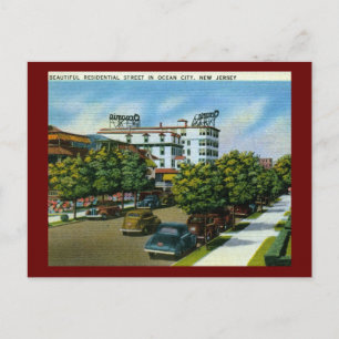 Carte Postale Rue Résidentielle, Ocean City, New Jersey Vintage