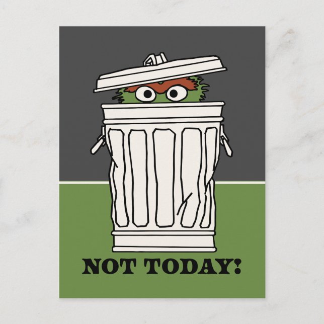 Carte Postale Rue Sésame | Oscar le Grouch Pas aujourd'hui! (Devant)
