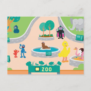 Carte Postale Rue Sésame Scène Zoo