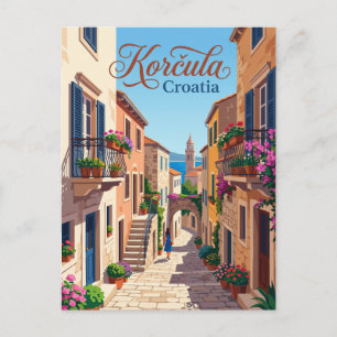 Carte Postale ruelle de la vieille ville de Korčula Croatie