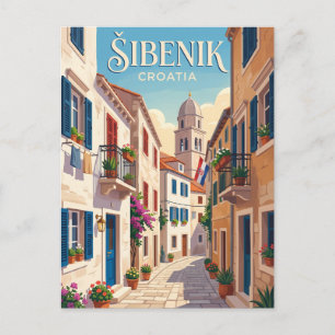 Carte Postale ruelle de la vieille ville de Šibenik Croatie