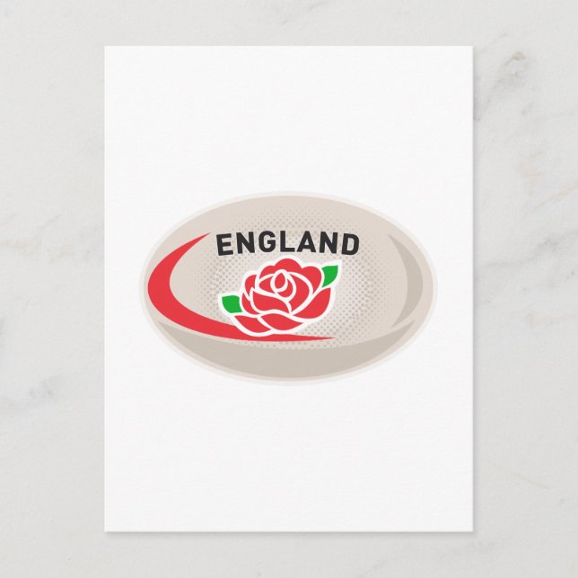 Carte Postale Rugby Ball Angleterre Rose anglais (Devant)