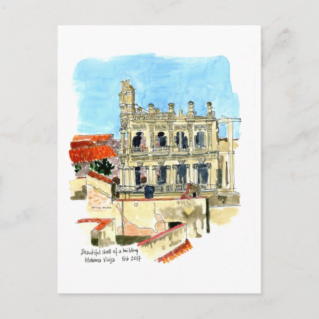 Carte Postale Ruine de Palacio Vienna Hotel, La Havane, Cuba (Devant)