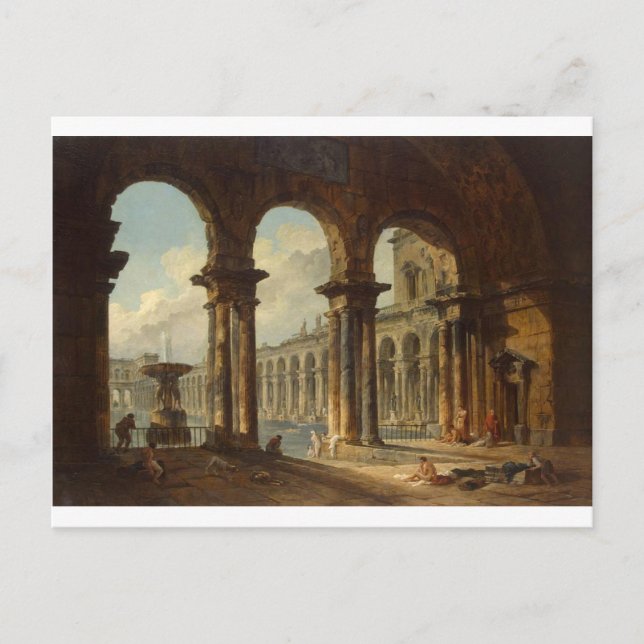 Carte Postale Ruines antiques utilisées comme bains publics Hube (Devant)