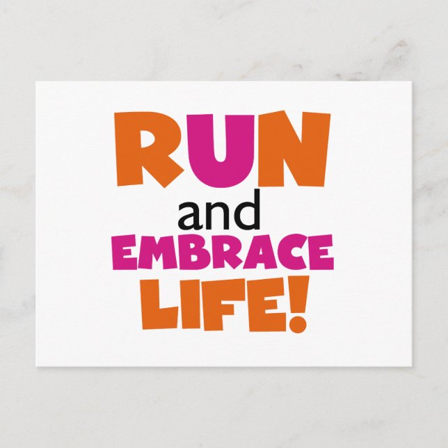 Carte Postale Run and Embrassez Life Orange Pink (Devant)