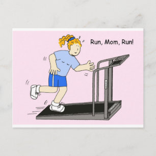 Carte Postale Run Maman Run Lady on Treadmill