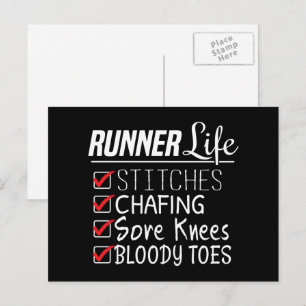 Carte Postale Runner's Life Funny Marathon Running Checklist