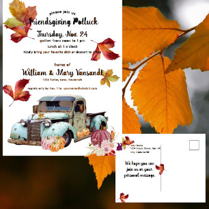 Carte Postale Russe Automne Bleu Camion Friendsgiving Potluck