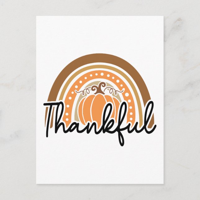 Carte Postale Russe Boho Citrouille Rainbow Thankful (Devant)
