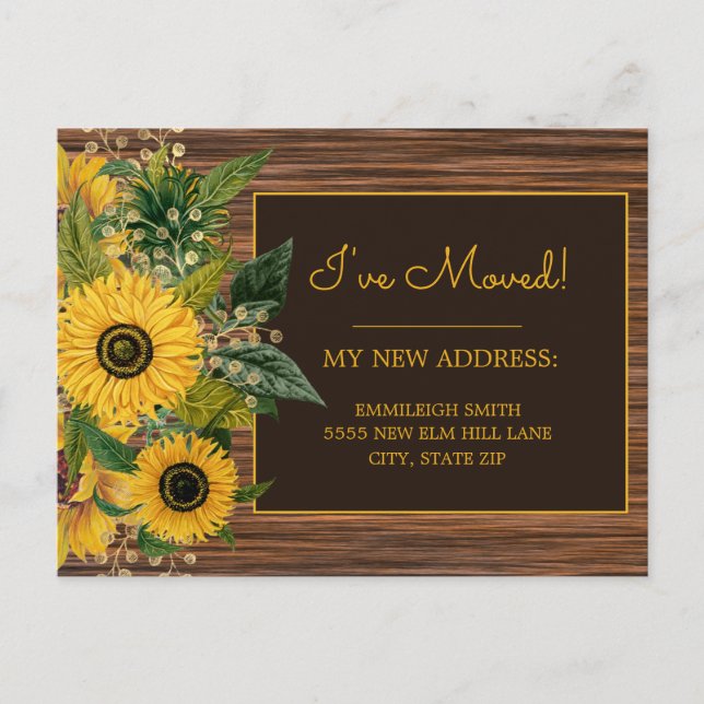 Carte Postale Russe Bois Jaune Tournesols Changer d'adresse (Devant)
