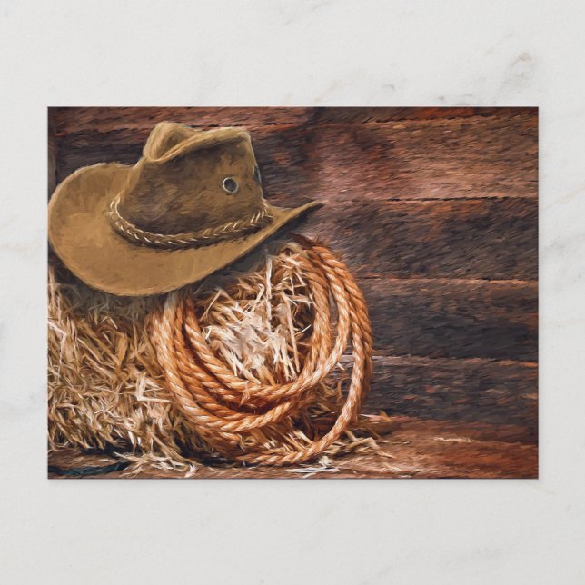 Carte Postale Russe Cowboy Casquette corde Hay Photo (Devant)