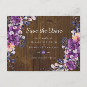 Carte Postale Russe Fuchsia Floral Mariage