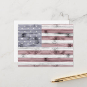 Carte Postale Russe Rouge Blanc Bleu Bois américain drapeau Amér