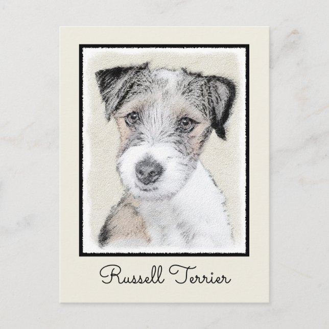 Carte Postale Russell Terrier Peinture rugueuse - Art Chien orig (Devant)