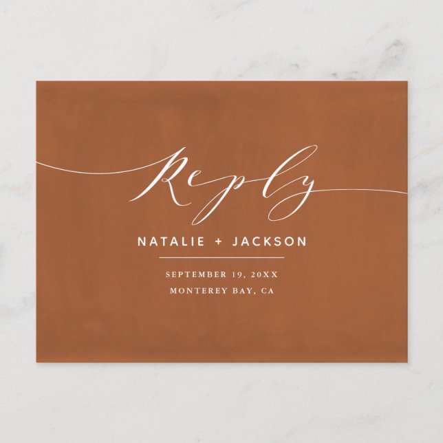 Carte Postale Rust + blanc élégant mariage réponse (Devant)