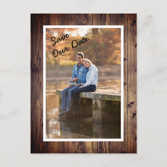 Carte Postale Rustic Barn Photo Bois Enregistrer notre Mariage D (Devant)