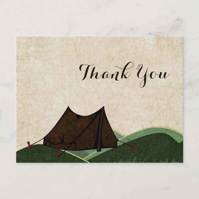 Carte Postale Rustic Camping Mariage Merci (Devant)