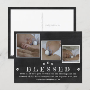 Carte Postale Rustic Chalkboard Blessé Chic 3 Photo Holiday