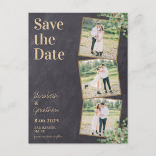 Carte Postale Rustic Chalkboard Green 3 Photo Enregistrer La Dat