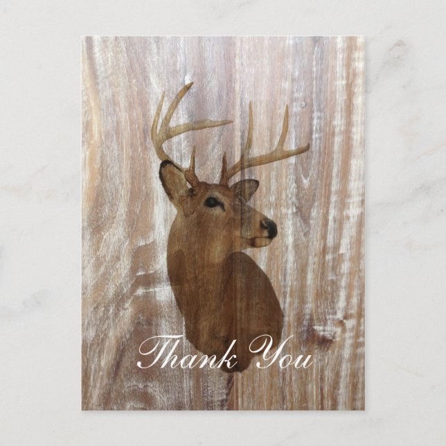 Carte Postale rustic deer the hunt is over wedding thank you (Devant)