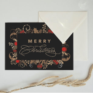 Carte Postale Rustic & Elegant Black Merry Christmas Calligraphy