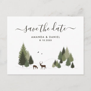 Carte Postale Rustic Forest Stag Doe Wedding Enregistrer La Date