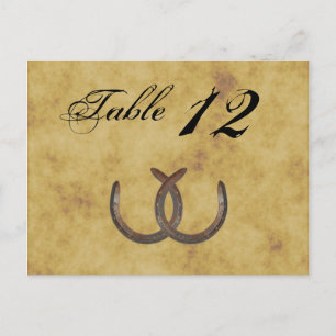 Carte Postale Rustic Horseshoes Distressed BG Table Number