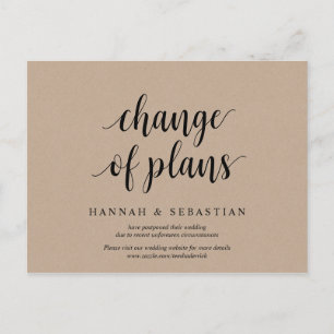 Carte Postale Rustic Kraft, Changement de plan, mariage reporté