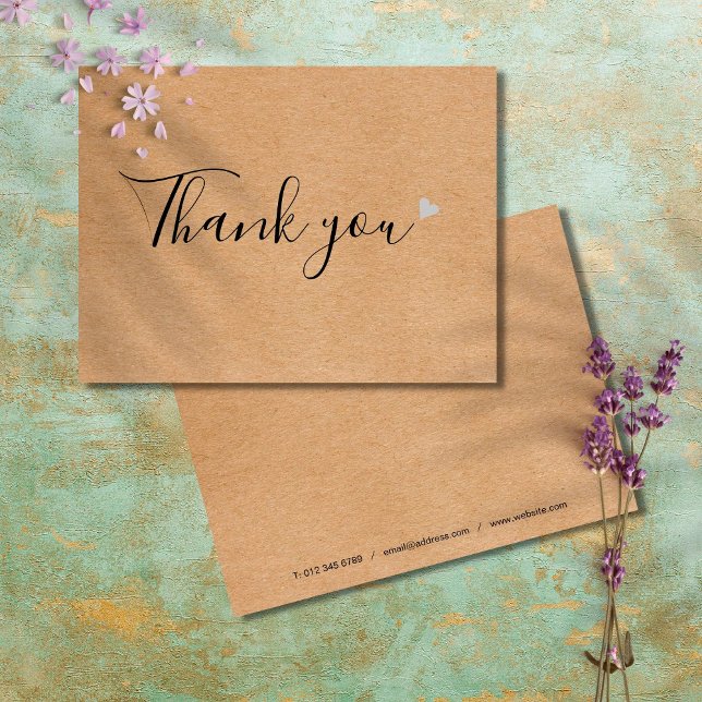 Carte Postale Rustic Kraft Simple Script Business Thank You (Créateur téléchargé)