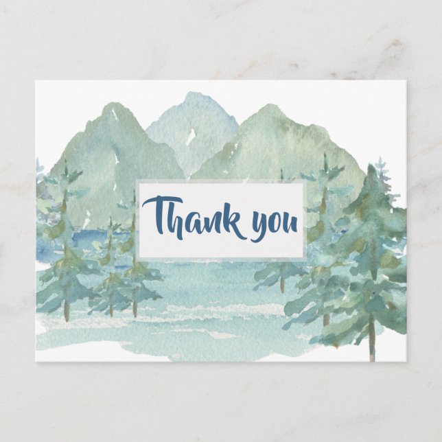 Carte Postale Rustic Mountains Baby shower d'aventure Merci (Devant)