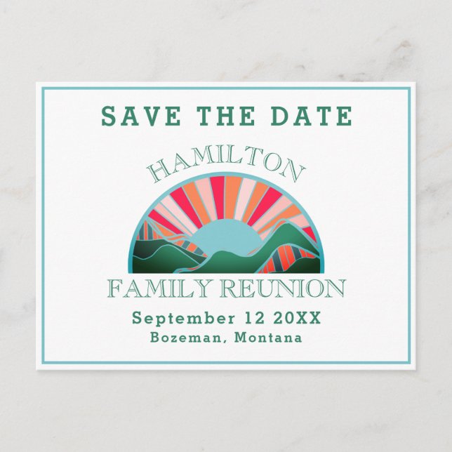 Carte Postale Rustic Outdoor Family Reunion Enregistrer La Date (Devant)