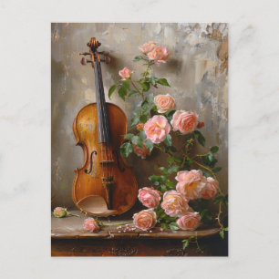 Carte Postale Rustic Still Life avec Violon Vintage