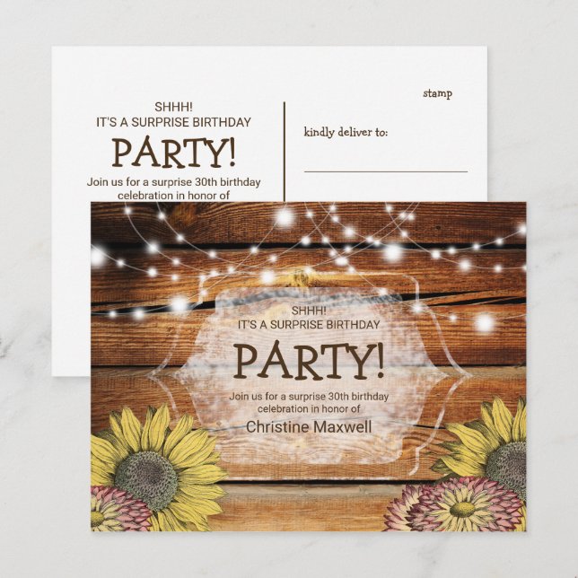 Carte postale Rustic Surprise Sunflower 30e annive (Devant / Derrière)
