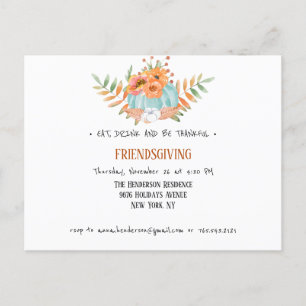 Carte Postale Rustic Thanksgiving Invitation.