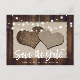 Carte Postale Rustic Wedding Save The Date Postcard