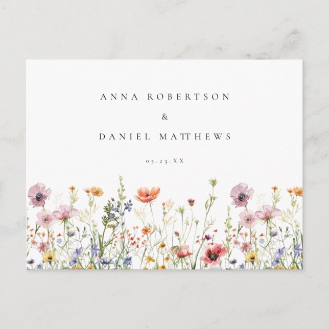Carte Postale Rustic Wildflower Wedding RSVP (Devant)