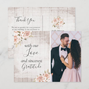 Carte Postale Rustic Wood & Roses Mariage Shabby Chic Photo de r