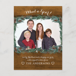 Carte Postale Rustikal Quelle année ! Weihnachtskranz Foto