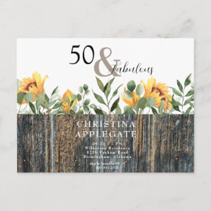 Carte Postale Rustique 50 & Fabuleux Sunflower Anniversaire