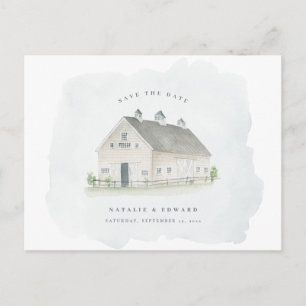Carte Postale rustique aquarelle grange mariage enregistrer la d