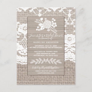 Carte postale Rustique Burlap Bridal Show Invitati
