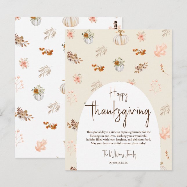 Carte Postale Rustique Elegant Automne Thanksgiving Salutation (Devant / Derrière)