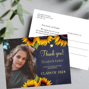 Carte Postale Rustique élégant diplôme photo diplômé merci