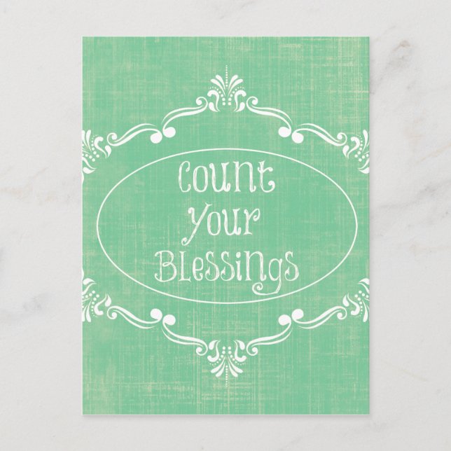 Carte Postale Rustique en détresse avec Count your Blessings Cit (Devant)