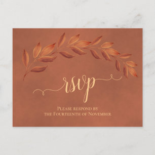 Carte Postale Rustique Feuilles en terre cuite mariage élégant R