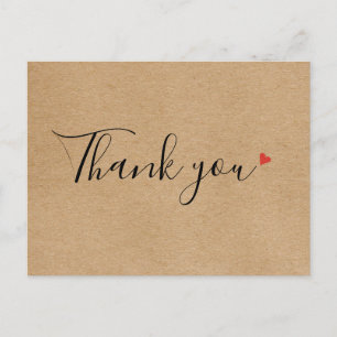 Carte Postale Rustique Kraft Simple Script Merci d'entreprise