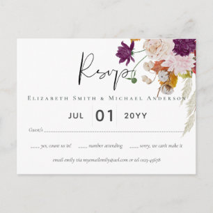 Carte Postale Rustique Maroon Ginger Blush Wedding RSVP