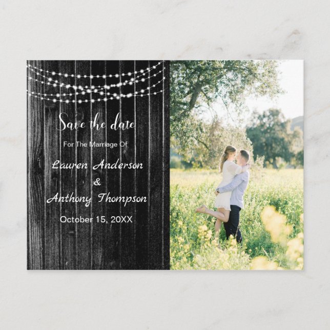 Carte Postale Rustique Mason Jar Éclairage Mariage Enregistrer L (Devant)