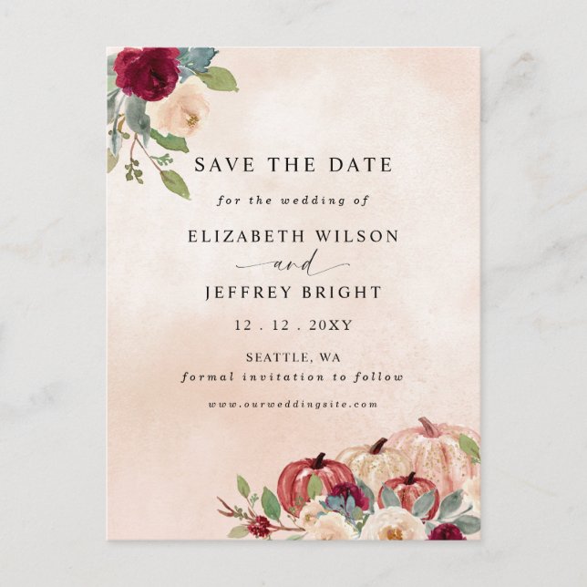 Carte Postale Rustique moderne Citrouille pays automne Enregistr (Devant)